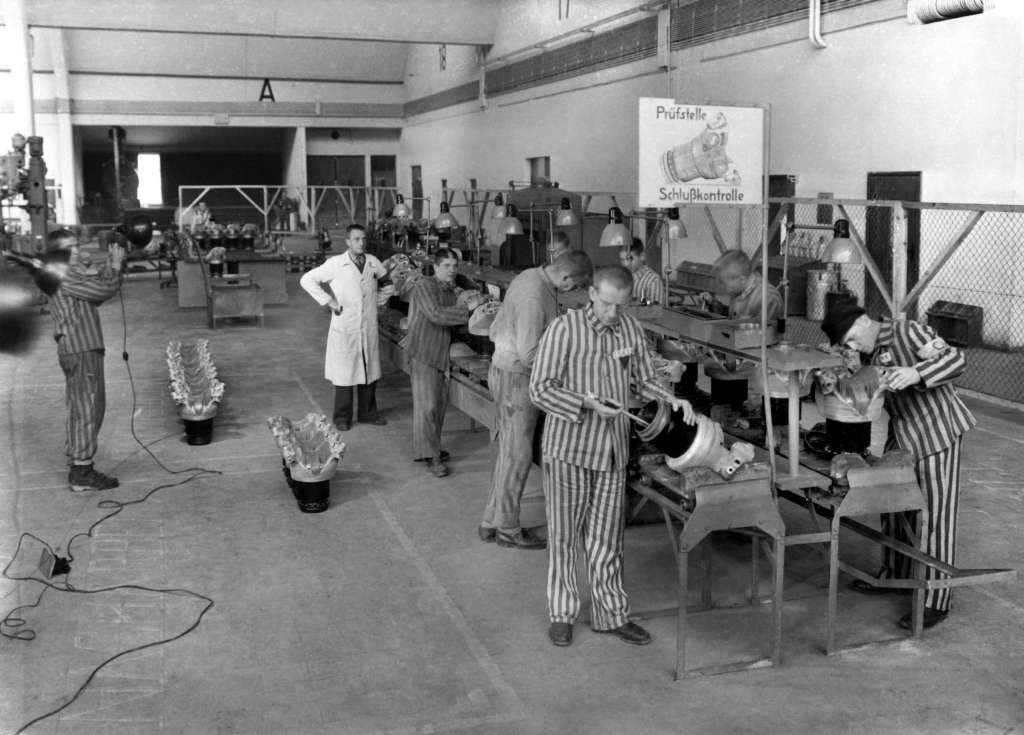 Concentration camp victims forced to work at a BMW plant in Allach