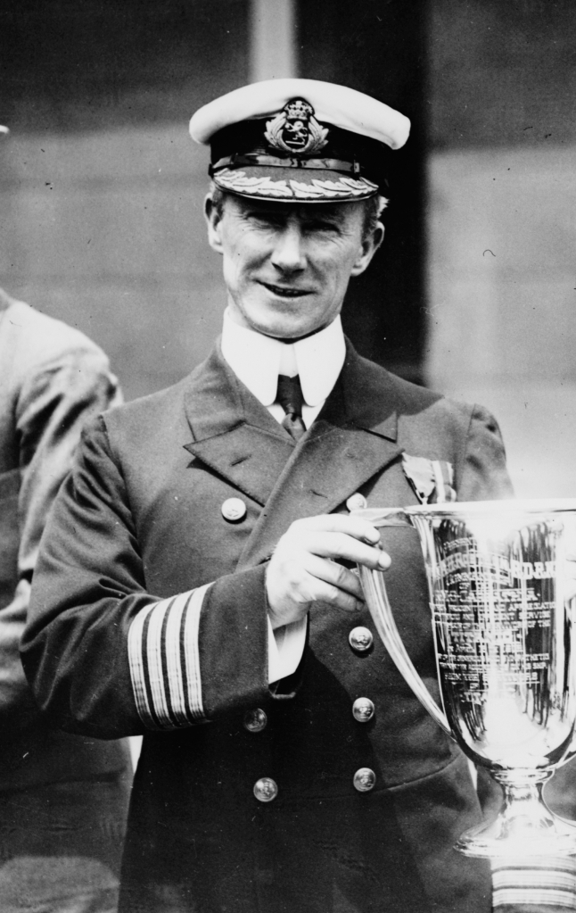 Black and white contemporary photograph of Captain Arthur Rostron receiving an award