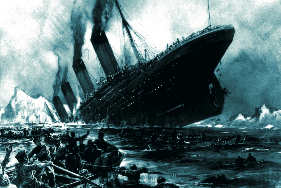 Artist's depiction of the Titanic's sinking